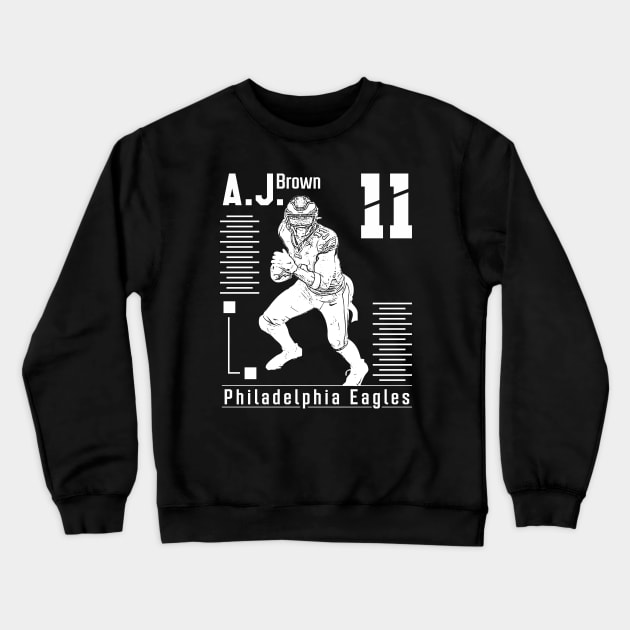 AJ Brown || White retro | Football Crewneck Sweatshirt by Aloenalone